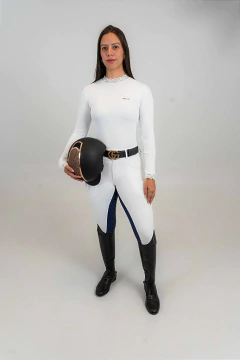 Camisa Hipismo Prova Manga Longa Branca Gola Rendada Horse SA - comprar online