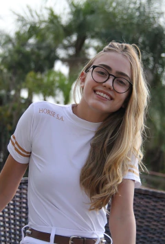 Camisa Hipismo Treino Manga Curta Branca Silk Dourado Horse SA - comprar online