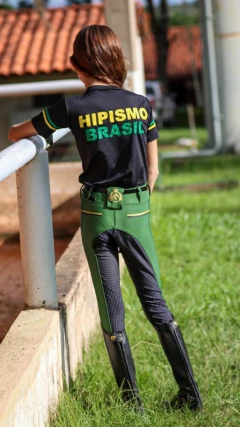 Culote Hipismo Legging Treino Kids Verde Musgo e Preto Horse SA na internet