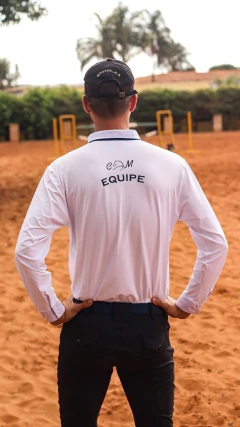 Imagem do Camisa Hipismo Prova Manga Longa Branca EXCLUSIVA com a sua logo Personalizada Horse SA