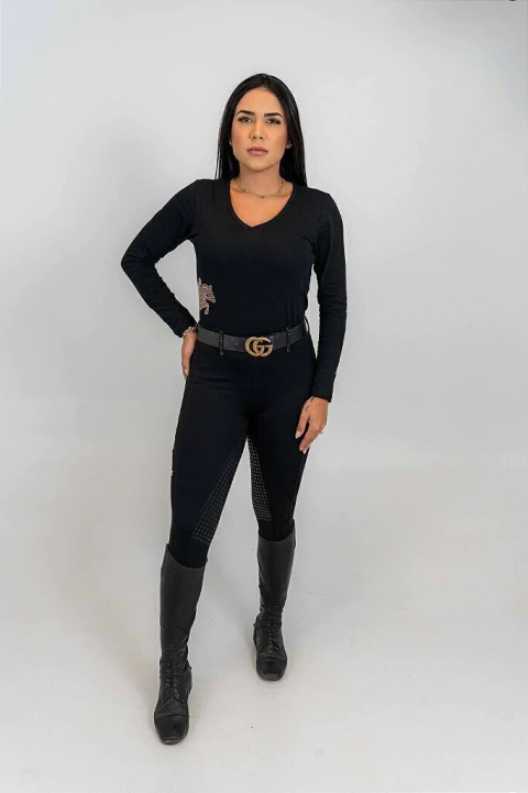 Camisa Hipismo Treino Manga Longa Preta Strauss Rosé Horse SA - comprar online