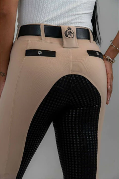 Culote Hipismo Legging Prova Areia e Preto Full Grip Horse SA na internet