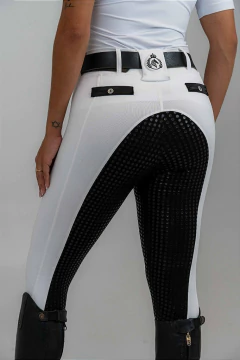 Culote Hipismo Legging Prova Branco e Preto Full Grip Horse SA - Horse S.A.