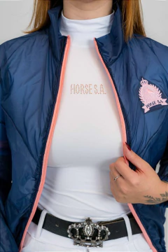 Casaco Corta-vento Hipismo Azul Marinho com Rosé Horse SA na internet