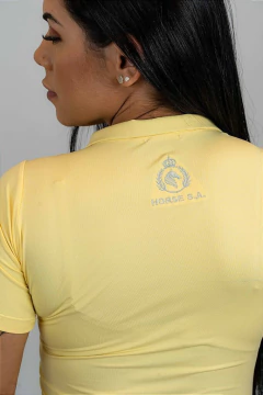 Camisa Hipismo Treino Manga Curta Amarela Zíper Horse SA - loja online