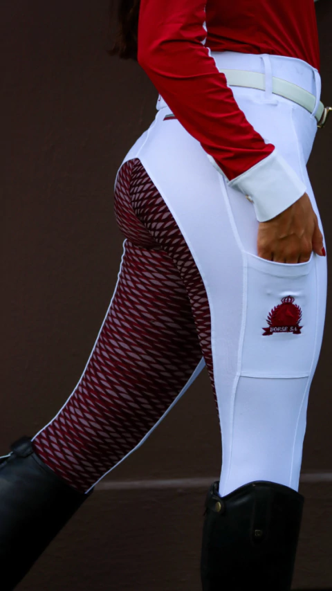 Culote Hipismo Legging Prova Branco e Vinho Horse SA - comprar online