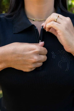 Camisa Hipismo Treino Regata Preta Elegance Horse SA - Horse S.A.