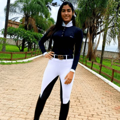 Camisa Hipismo Prova Manga Longa Preta Gola Real Horse SA - loja online