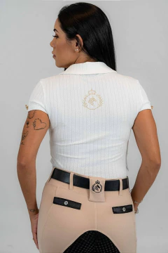 Camisa Hipismo Prova/Treino Manga Curta Branca Botões Realeza Horse SA - Horse S.A.