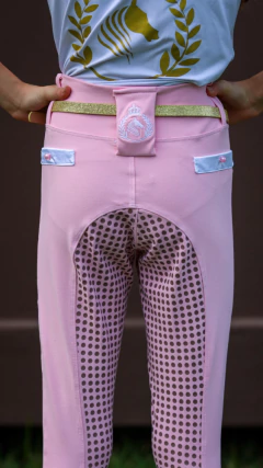 Culote Hipismo Legging Treino Kids Rosa Bebê Full Grip Horse SA - Horse S.A.