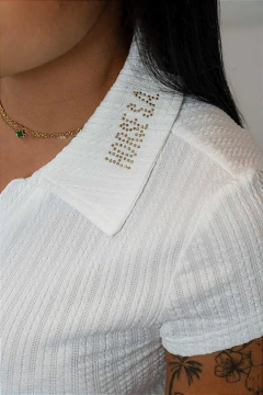 Camisa Hipismo Prova/Treino Manga Curta Branca Botões Realeza Horse SA - loja online