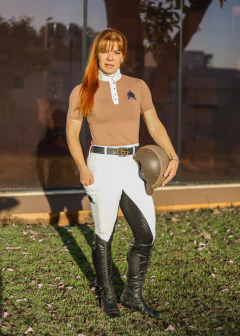 Camisa Hipismo Prova Manga Curta Marrom Dress Code Horse SA - comprar online