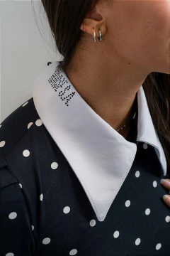 Camisa Hipismo Prova Manga Curta Poá Preta Vandinha Horse SA - Horse S.A.