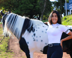 Camisa Hipismo Treino Manga Curta Branca Silk Preto Horse SA - loja online