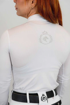 Imagem do Camisa Hipismo Prova Manga Longa Branca Strauss Cavalo Prata Horse SA