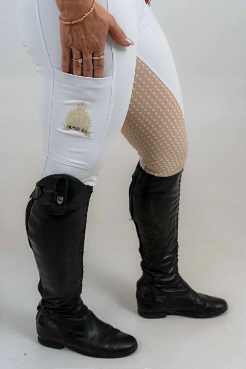 Culote Hipismo Legging Prova Branco e Areia Full Grip Horse SA - comprar online