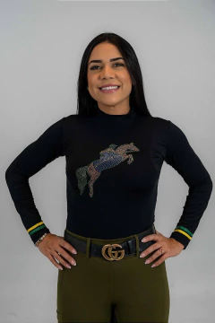 Camisa Hipismo Treino Manga Longa Preta Brasil Horse SA - comprar online