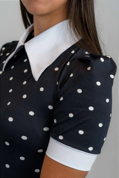 Camisa Hipismo Prova Manga Curta Poá Preta Vandinha Horse SA na internet