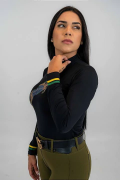 Camisa Hipismo Treino Manga Longa Preta Brasil Horse SA - Horse S.A.