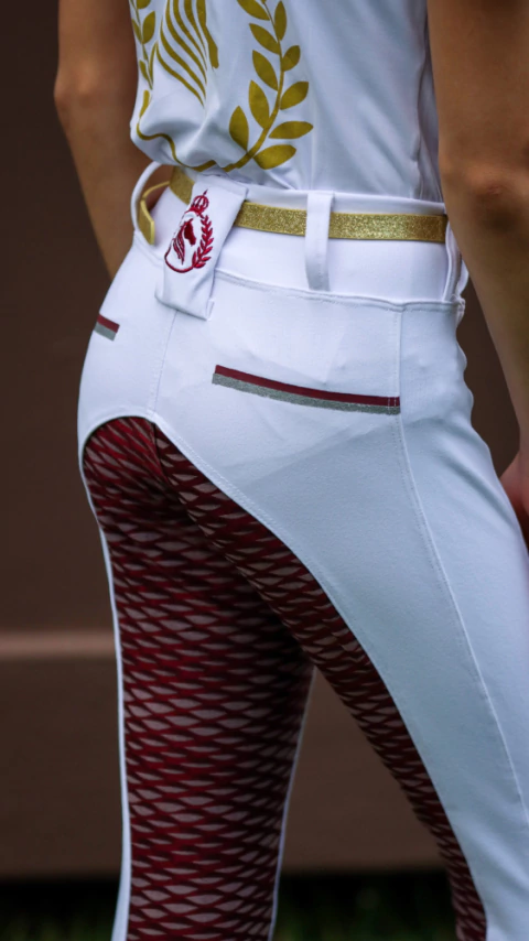Culote Hipismo Legging Prova Kids Branco e Vinho Horse SA - comprar online
