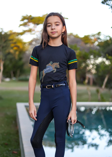 Culote Hipismo Legging Treino Kids Azul Marinho Full Grip Horse SA - comprar online