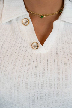 Camisa Hipismo Prova/Treino Manga Curta Branca Botões Realeza Horse SA na internet