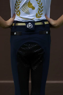 Culote Hipismo Legging Treino Kids Azul Marinho Full Grip Horse SA - loja online