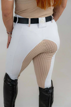 Culote Hipismo Legging Prova Branco e Areia Full Grip Horse SA - Horse S.A.