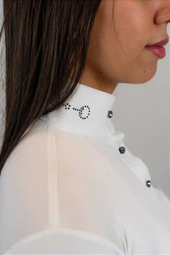 Camisa Hipismo Prova Manga Curta Branca Strauss Cavalo Preto Horse SA - Horse S.A.