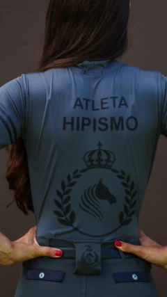 Camisa Hipismo Treino Manga Curta Cinza Silk Preto Horse SA - Horse S.A.