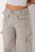 Calça Wide Sarja Cargo Cinza - Toronto