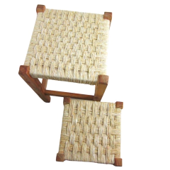 Par de Bancos Madeira com Palha (45 e 30 cm) Vale do Jequitinhonha - loja online