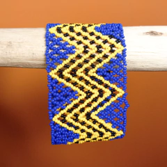 Bracelete Indígena da Amazônia Elástica com Miçangas - Etnia Mehinako Mod. 13