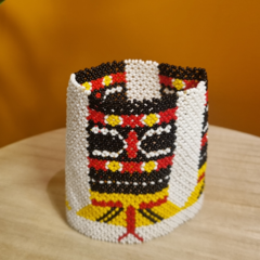 Bracelete Indígena Elástica em Miçangas - Etnia Waurá - Mod. 1