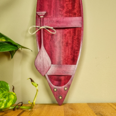 Canoa Indígena Madeira Lei com Remo 35cm Amazônia - Marchetada - Ton Vermelho - comprar online