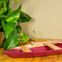 Canoa Indígena Madeira Lei com Remo 35cm Amazônia - Bicolor Mod. 1 na internet