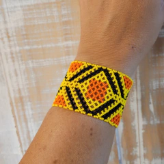 Bracelete / Pulseira Indígena Mehinako 5 cm largura on internet