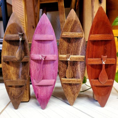 Canoa Indígena Madeira Lei com Remo 35cm - Amazônia - Roxinho - comprar online