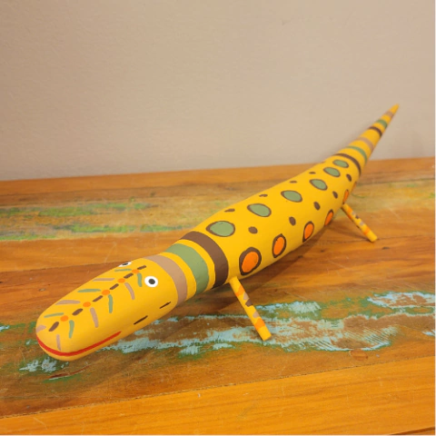 Lagarto Madeira Ilha do Ferro GG - Amarelo com bolinhas coloridas - comprar online