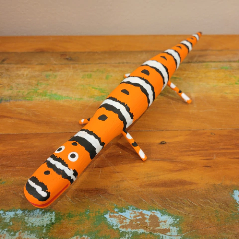 Lagarto Madeira Ilha do Ferro P - Laranja, branco e preto - comprar online