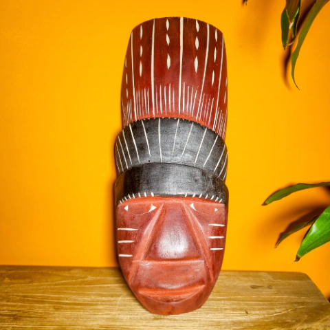 Máscara Tradicional Indígena Etnia Tikuna 40 x 15 cm - Amazônia (Mod. 1)