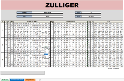 TEST ZULLIGER Corrección con Software con Interpretación