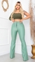 Calça Flare Zíper Miami Verde Menta - Malha Prada
