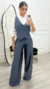 Conjunto Colete e Calça Wide Leg CINZA CHUMBO - Malha Prada - comprar online