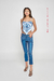 Jeans recto metalizado bordado BLUE