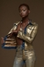 Chaqueta entallada jean metalizado oro CAIRO