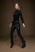 Jeans negro recto metalizado flecos NAMOR