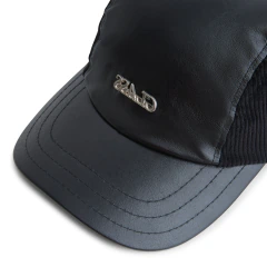 3 PANEL LEATHER HAT "CLASS INVERSO" BLACK - EUPHORIA STORE