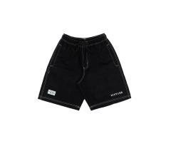 CONTRAST TWILL SHORTS IN BLACK