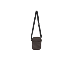 CURSIVE LEATHER SHOULDER BAG IN BROWN